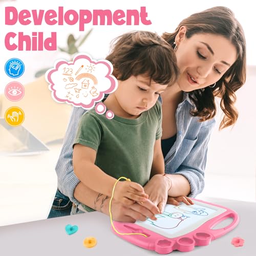 Daisiki Magnetic Drawing Board for Toddlers - Portable, Non-Toxic, BPA-Free Doodle Board with 3 Stamps and Sliding Eraser, Best Gift for 1-3 Year Old Boys Girls