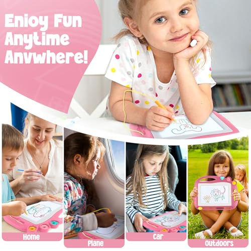 Daisiki Magnetic Drawing Board for Toddlers - Portable, Non-Toxic, BPA-Free Doodle Board with 3 Stamps and Sliding Eraser, Best Gift for 1-3 Year Old Boys Girls