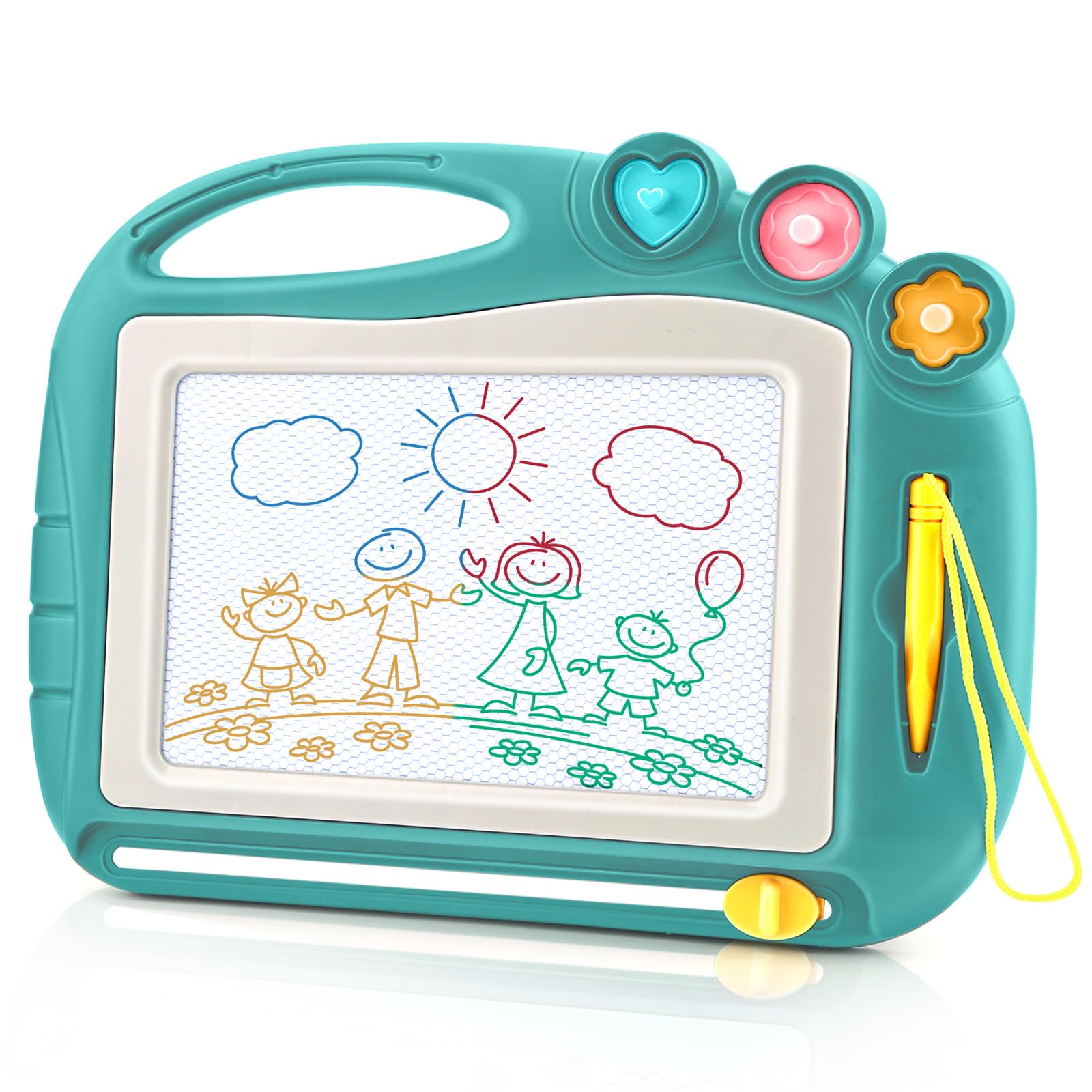 Daisiki Magnetic Drawing Board for Toddlers Ages 1-3 – Portable, Non-Toxic, with Stamps and Sliding Eraser