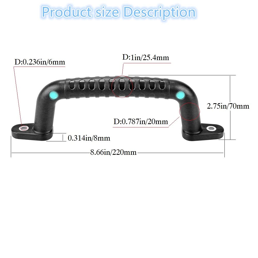 Dakzhou 2-Pack Luminous Playground Safety Handles for Bunk Beds, Treehouses, and Climbing Frames – Black, 300 lb Capacity