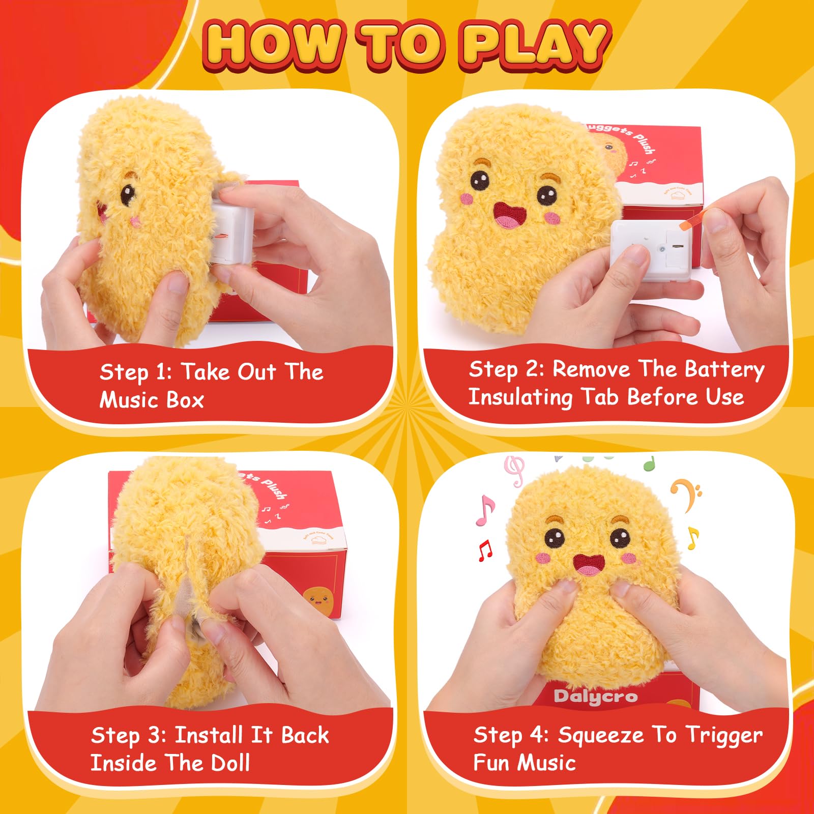 Dalycro Positive Nuggets Plush with Sound - Funny Chicken Stuffed Doll for Teens and Women, Birthday Halloween Gift