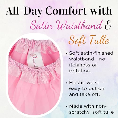 Dancina Tutu Skirt for Girls – Ages 0M to 13Y, Fluffy Tulle with Soft Elastic Waist