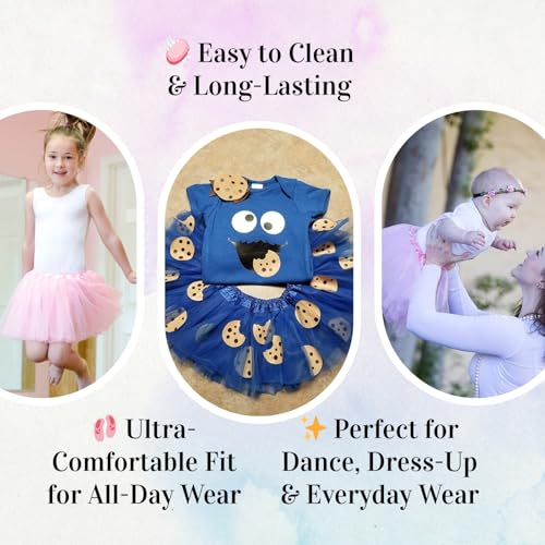 Dancina Tutu Skirt for Girls – Ages 0M to 13Y, Fluffy Tulle with Soft Elastic Waist