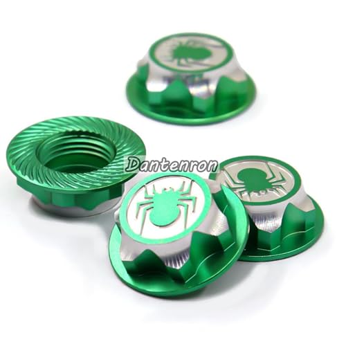 Dantenron 4PCS Green 17mm Hex Wheel Nut Dustproof Anti-Skid Mount Cap for 1/8 RC Buggy Monster Truck - CNC 6061-T6 Aluminum