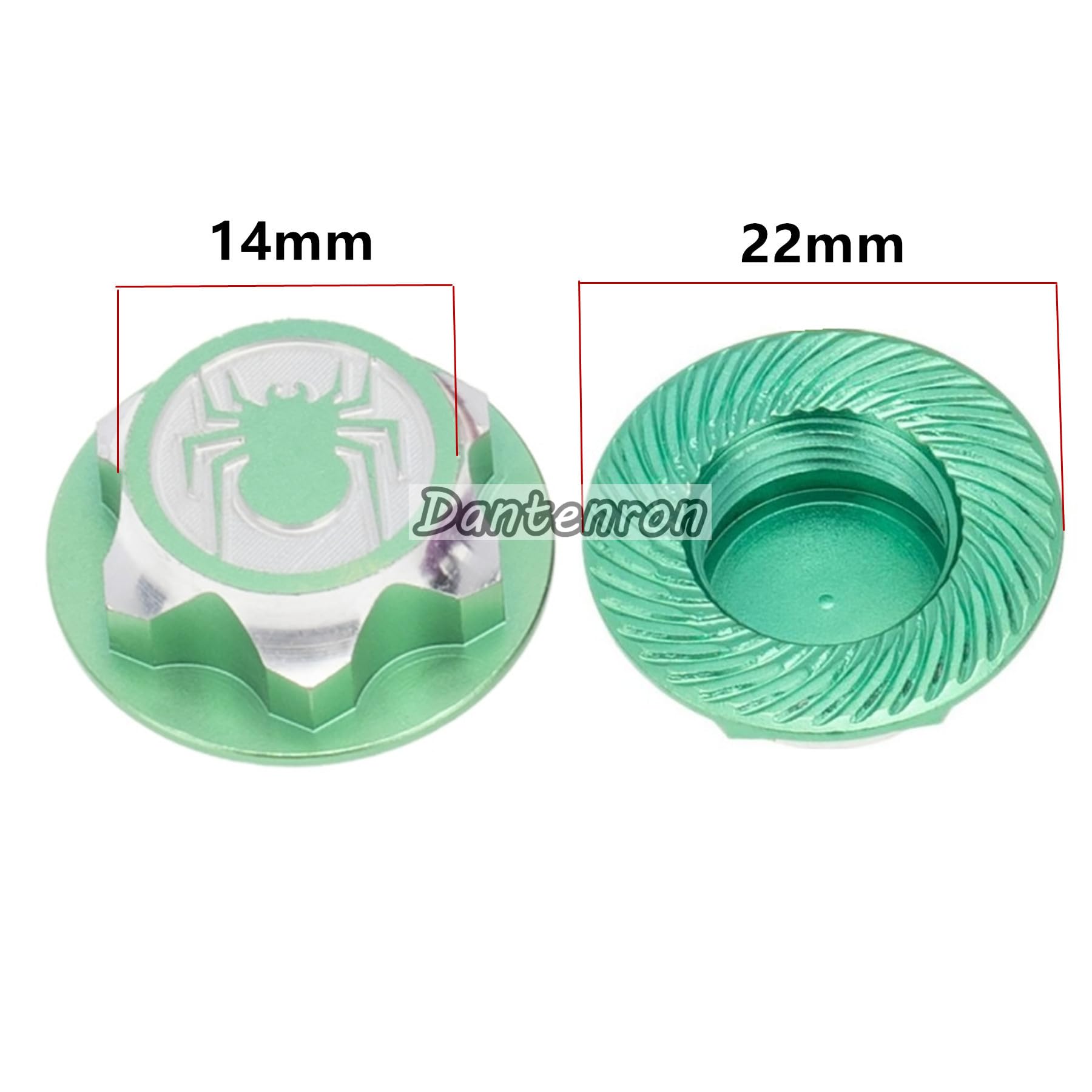 Dantenron 4PCS Green 17mm Hex Wheel Nut Dustproof Anti-Skid Mount Cap for 1/8 RC Buggy Monster Truck - CNC 6061-T6 Aluminum