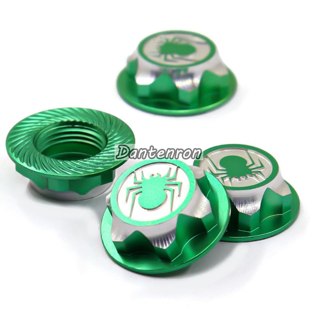 Dantenron 4PCS Green 17mm Hex Wheel Nut Dustproof Anti-Skid Mount Cap for 1/8 RC Buggy Monster Truck - CNC 6061-T6 Aluminum