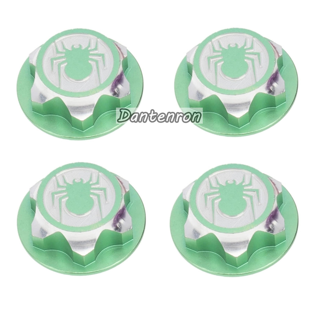 Dantenron 4PCS Green 17mm Hex Wheel Nut Dustproof Anti-Skid Mount Cap for 1/8 RC Buggy Monster Truck - CNC 6061-T6 Aluminum
