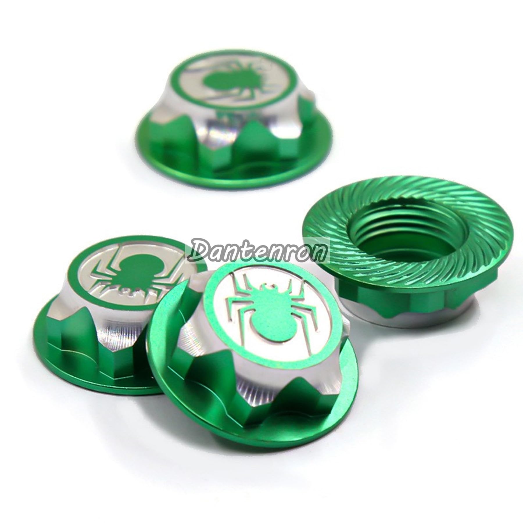 Dantenron 4PCS Green 17mm Hex Wheel Nut Dustproof Anti-Skid Mount Cap for 1/8 RC Buggy Monster Truck - CNC 6061-T6 Aluminum