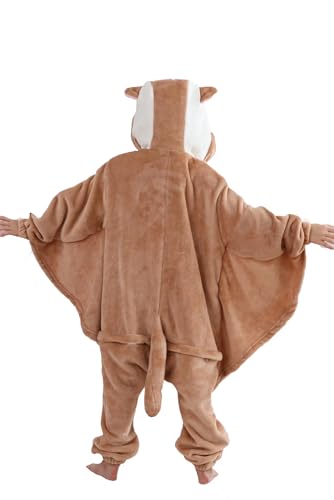 DarkCom Flying Squirrel Onesie – Flannel Animal Costume for Kids and Adults, Halloween Pajamas