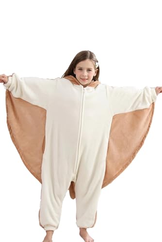DarkCom Flying Squirrel Onesie – Flannel Animal Costume for Kids and Adults, Halloween Pajamas