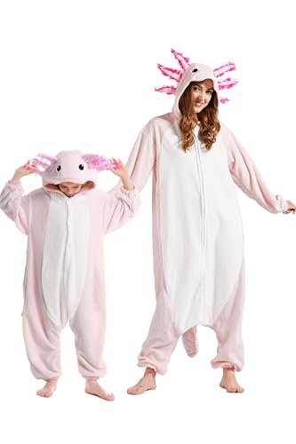 DarkCom Kids Animal Onesie – Axolotl Cosplay Halloween Costume & Christmas Pajamas