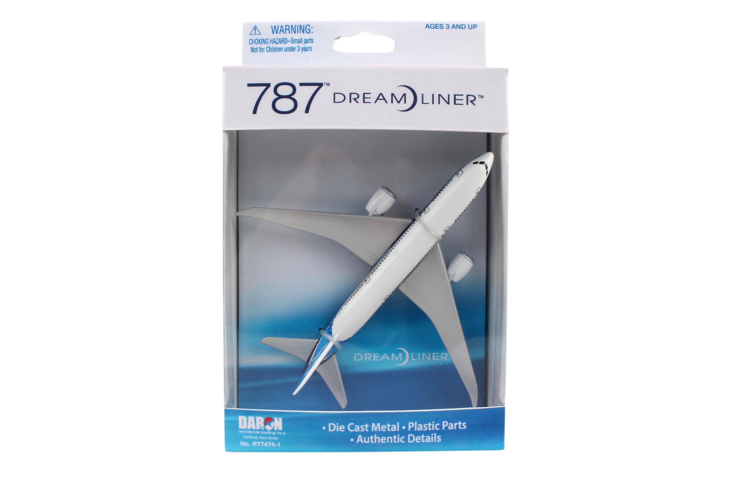 Daron Boeing 787 Die-Cast Metal Airplane Model – 5.75-Inch Toy with Rolling Wheels, Ages 3+