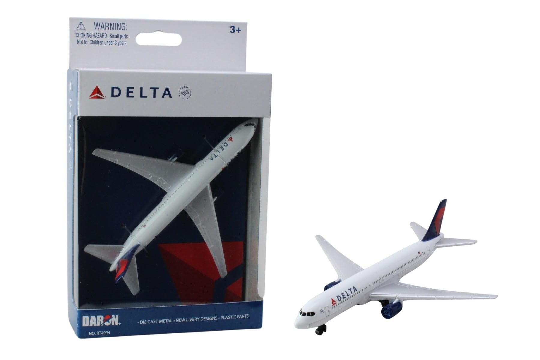Daron Delta Air Lines Die-Cast Metal Airplane Toy – 5.75 inch Model with Rolling Wheels, Ages 3+