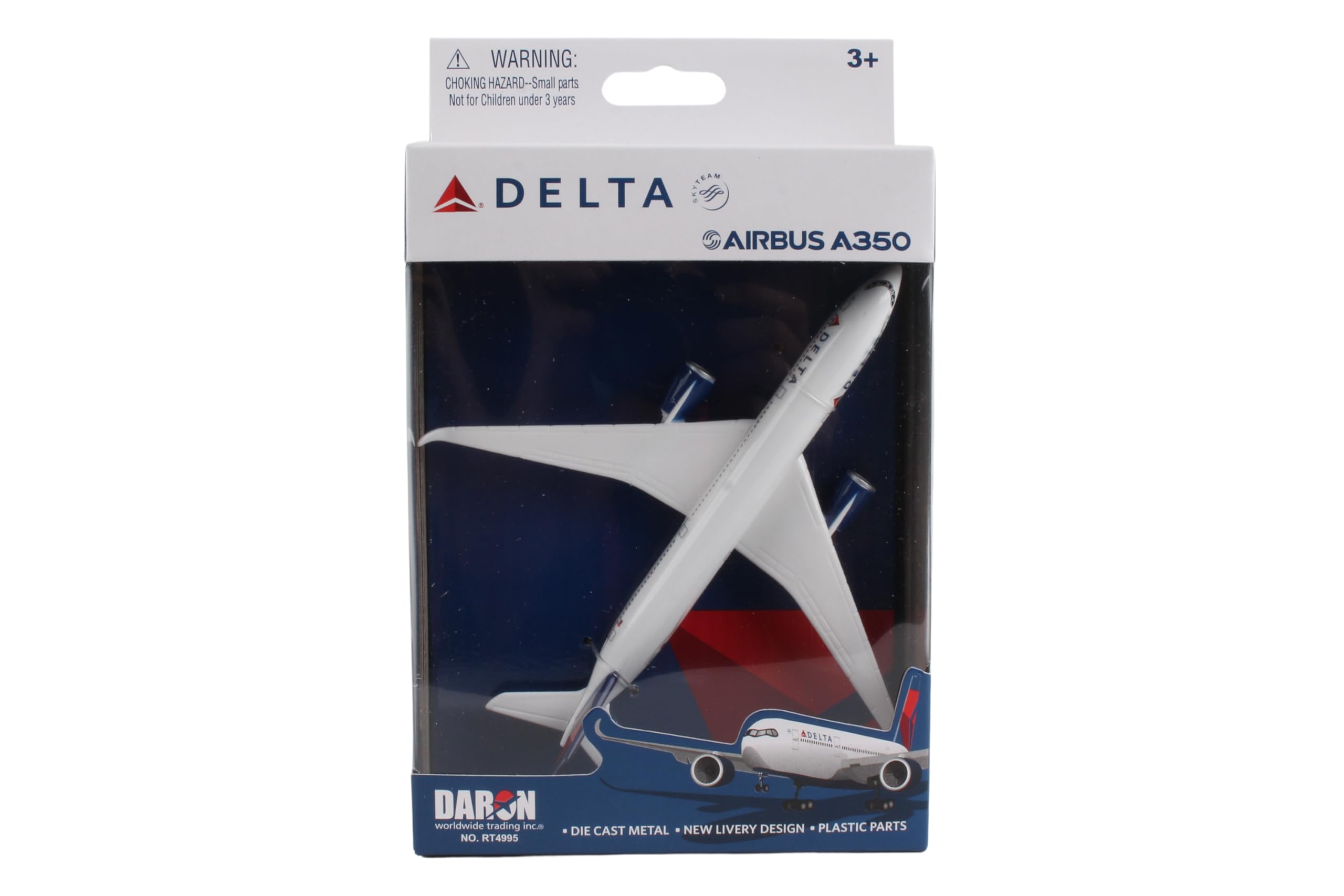 Daron Die-Cast Delta Air Lines Airbus A350 Model Airplane - 5.75" Long with Rolling Wheels, Ages 3+