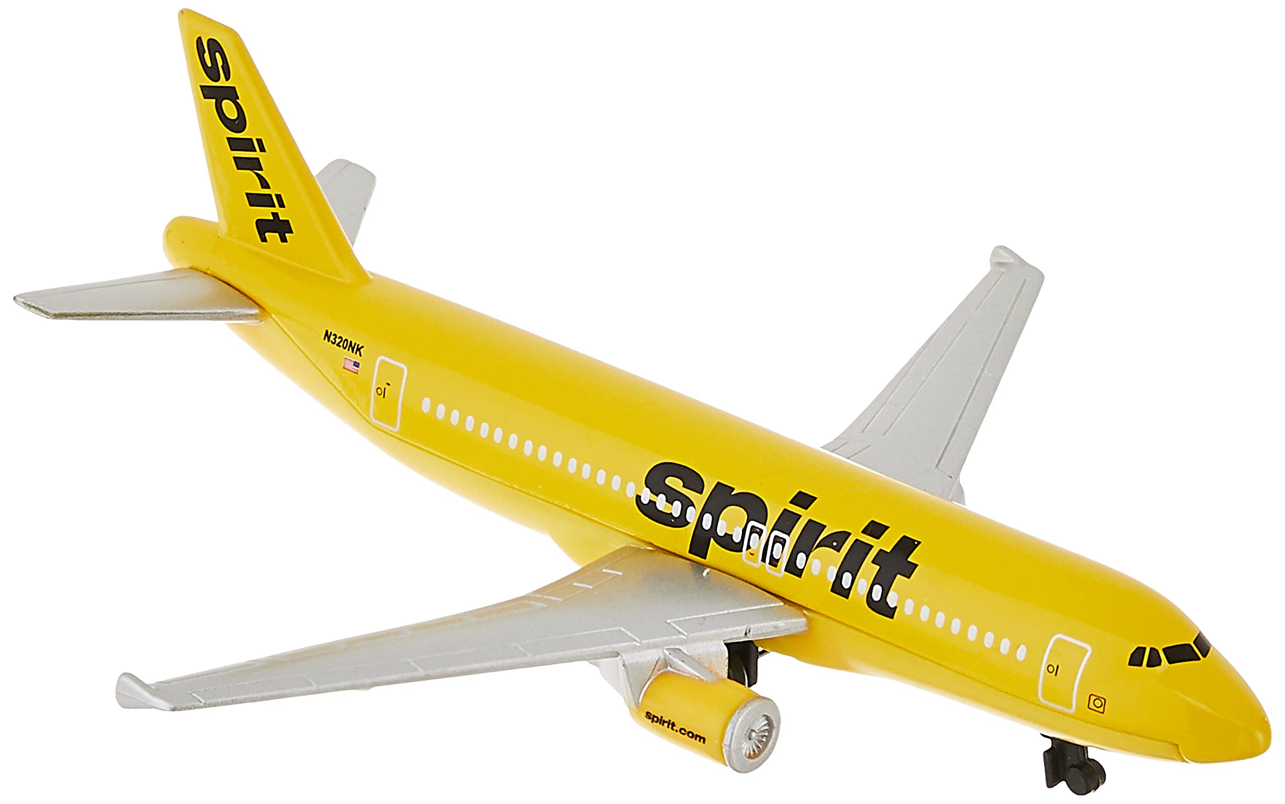 Daron Die-Cast Spirit Airlines Airplane Toy - 5.75" Metal Model with Rolling Wheels
