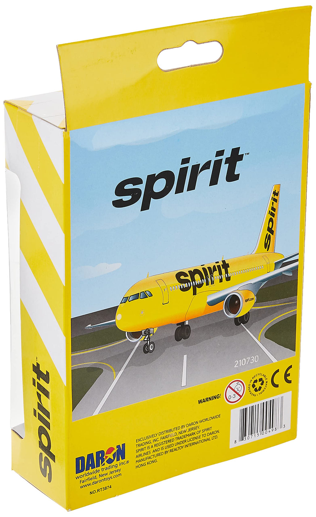 Daron Die-Cast Spirit Airlines Airplane Toy - 5.75" Metal Model with Rolling Wheels