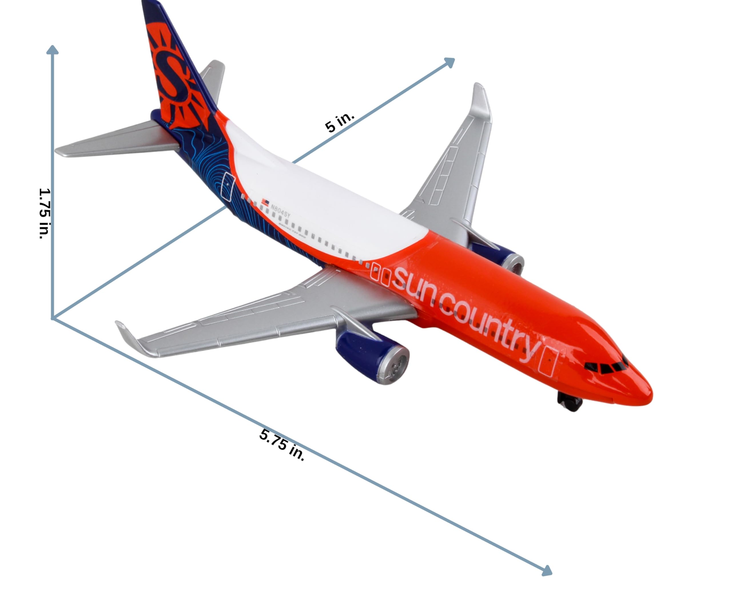 Daron Sun Country Airlines Die-Cast Plane - 5.5 Inch Toy Airplane for Kids Ages 3+