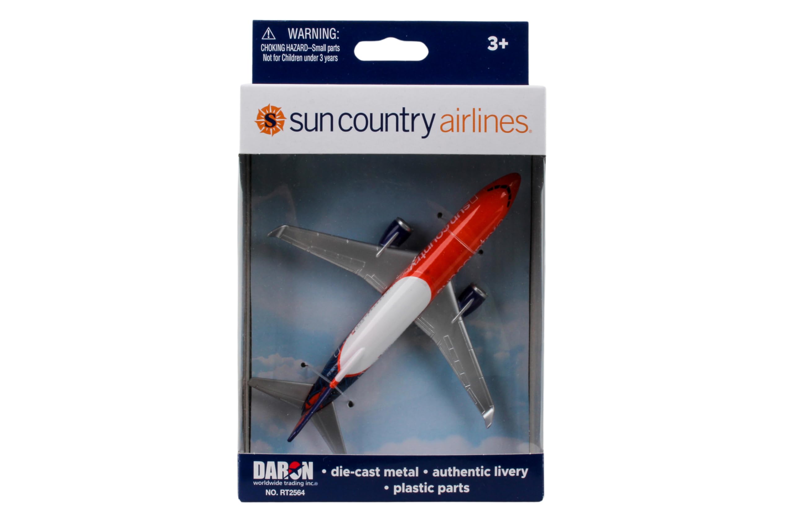Daron Sun Country Airlines Die-Cast Plane - 5.5 Inch Toy Airplane for Kids Ages 3+