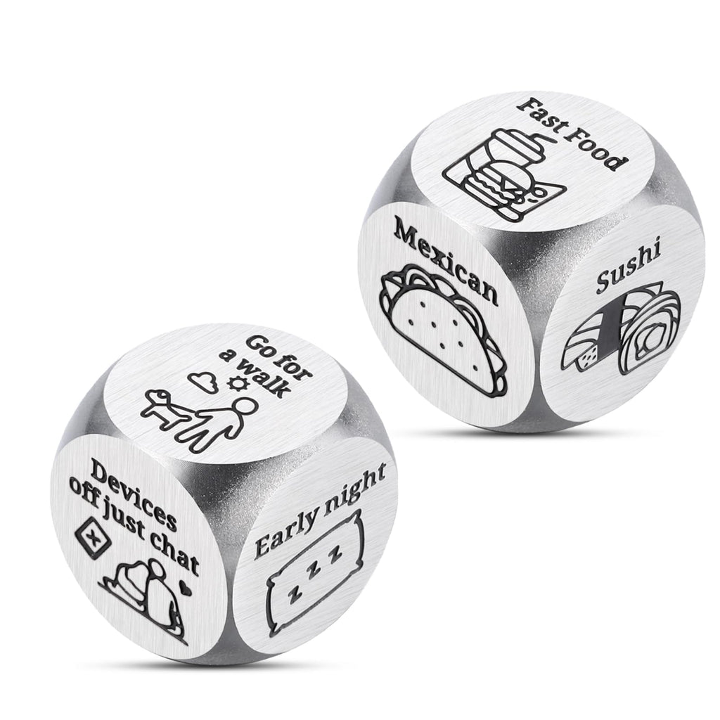Date Night Decision Dice: Funny Food & Movie Dice for Couples, 10th Tin Anniversary Gift