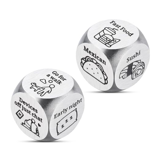 Date Night Decision Dice: Funny Food & Movie Dice for Couples, 10th Tin Anniversary Gift