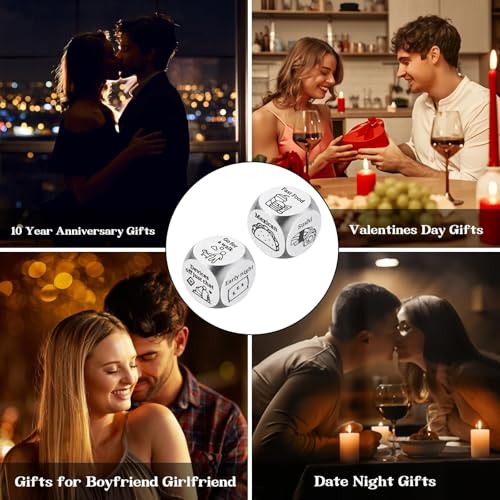 Date Night Decision Dice: Funny Food & Movie Dice for Couples, 10th Tin Anniversary Gift