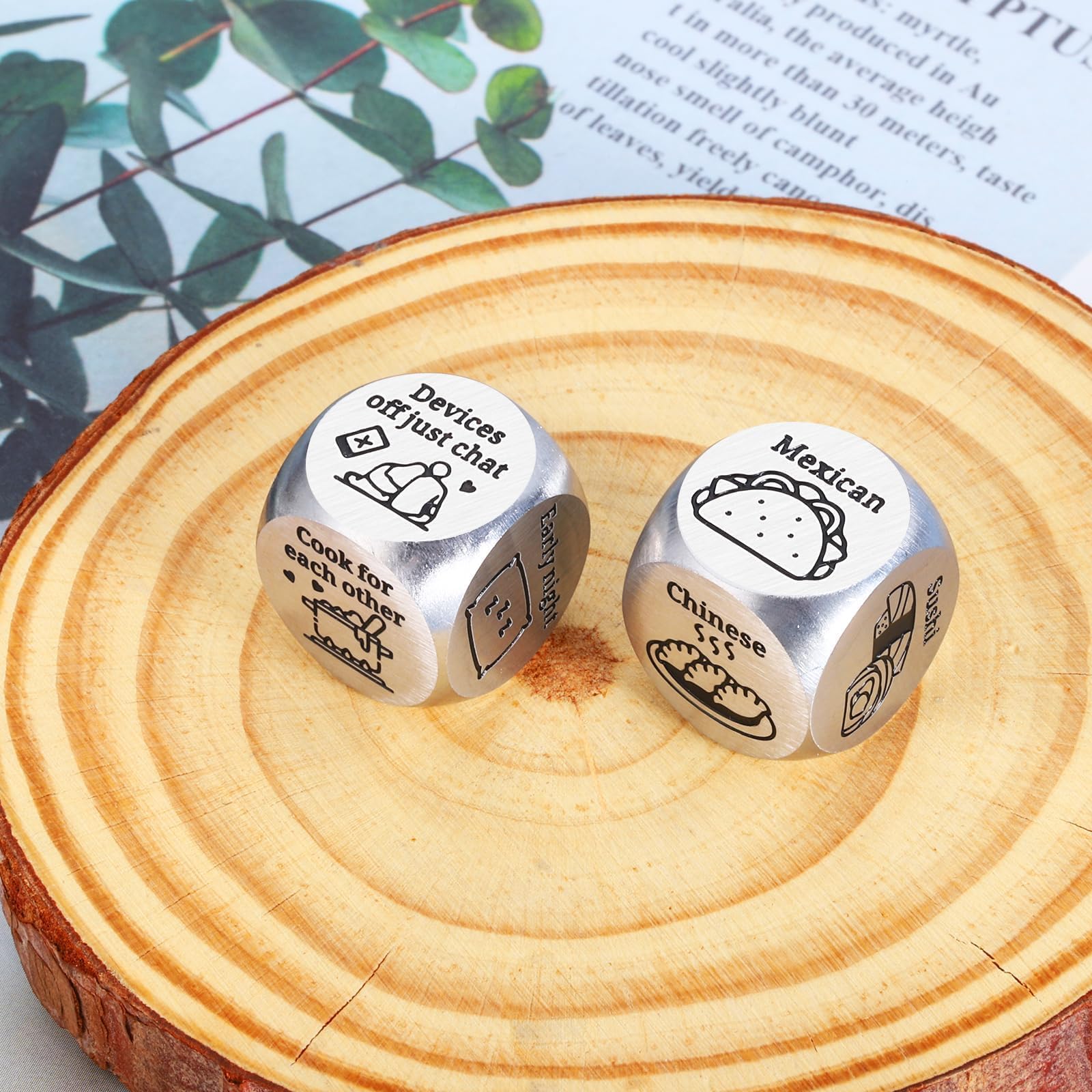 Date Night Decision Dice: Funny Food & Movie Dice for Couples, 10th Tin Anniversary Gift