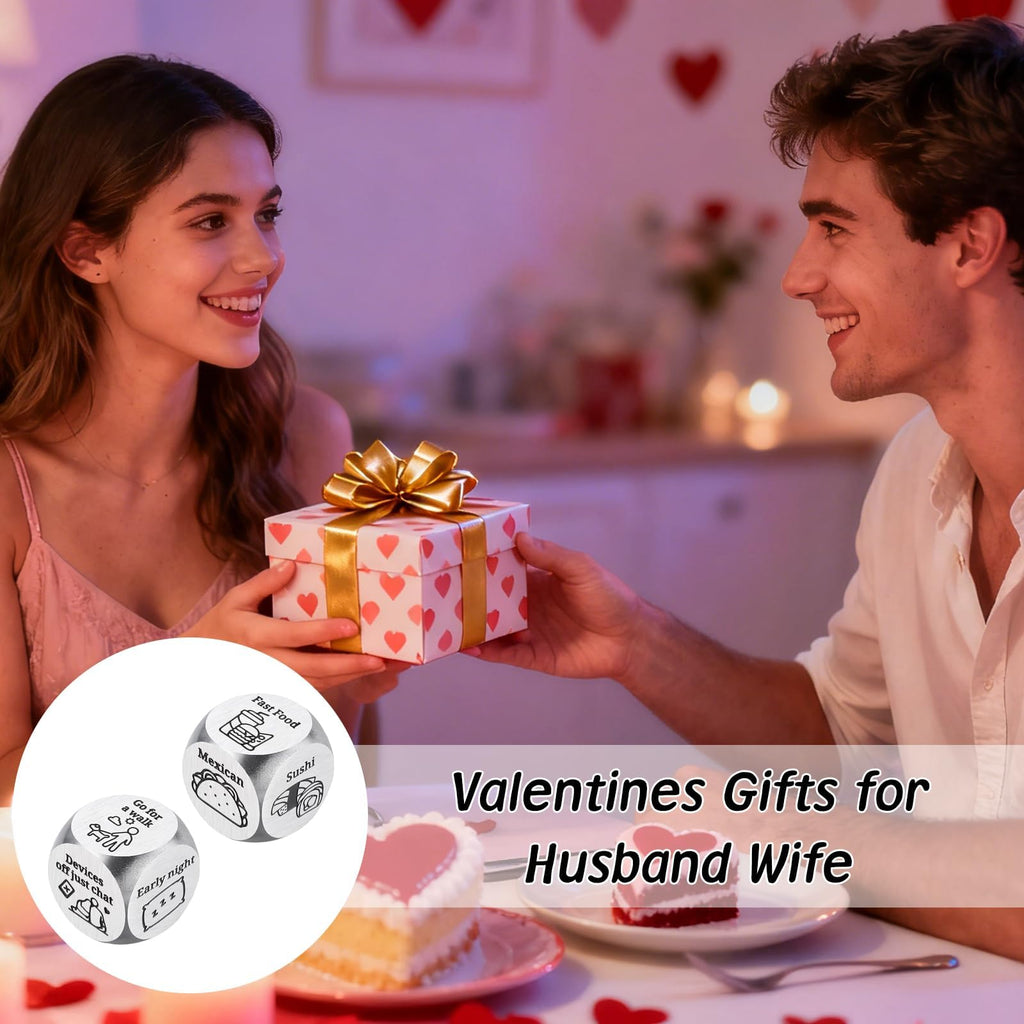 Date Night Decision Dice: Funny Food & Movie Dice for Couples, 10th Tin Anniversary Gift