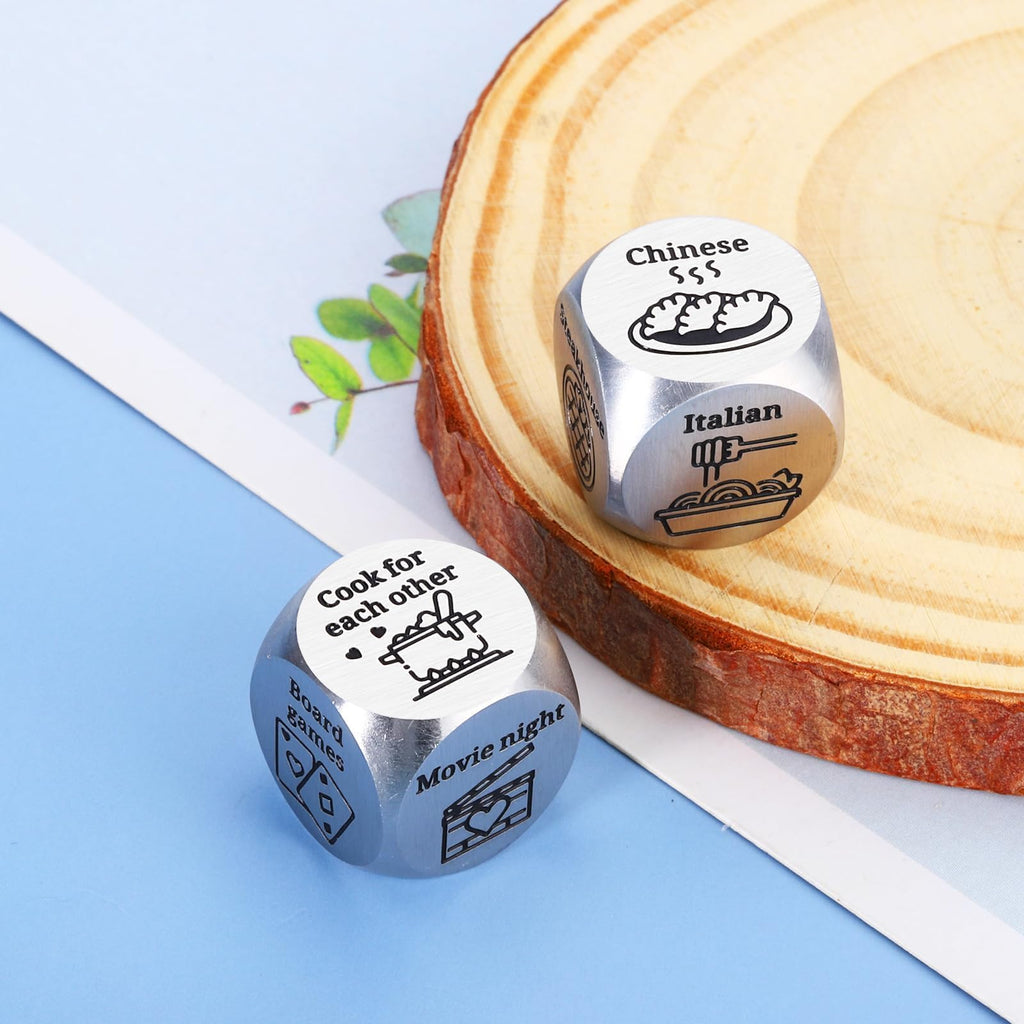 Date Night Decision Dice: Funny Food & Movie Dice for Couples, 10th Tin Anniversary Gift