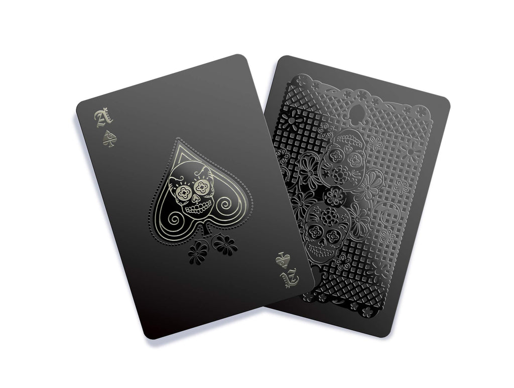 Day of the Dead Waterproof Playing Cards by Gent Supply – Black Edition with Gold & Silver Accents