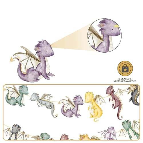 DazzleDaisy Watercolor Dragon & Knight Banners – 2-Piece Gold Foil Cutout Party Décor
