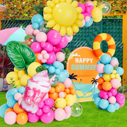 DBKL Tropical Balloon Arch Garland Kit - 142 Balloons for Luau, Hawaiian, Baby Shower, Summer Party Decor