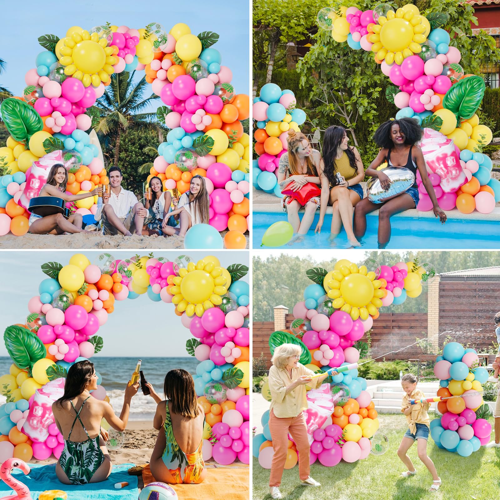 DBKL Tropical Balloon Arch Garland Kit - 142 Balloons for Luau, Hawaiian, Baby Shower, Summer Party Decor