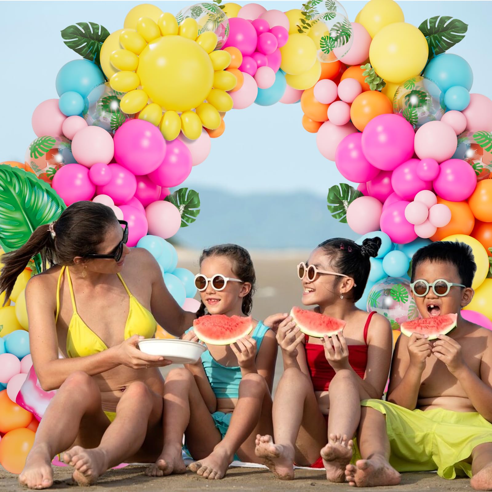 DBKL Tropical Balloon Arch Garland Kit - 142 Balloons for Luau, Hawaiian, Baby Shower, Summer Party Decor