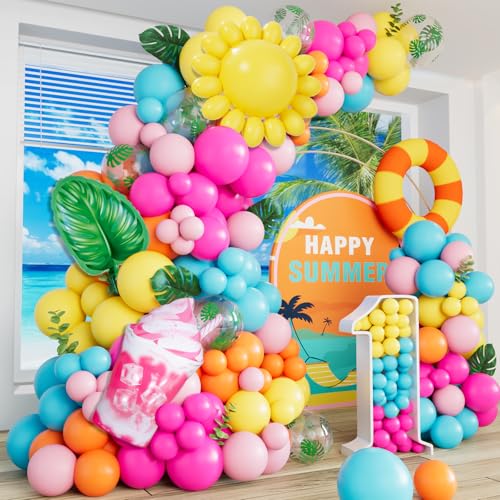 DBKL Tropical Balloon Arch Garland Kit - 142 Balloons for Luau, Hawaiian, Baby Shower, Summer Party Decor