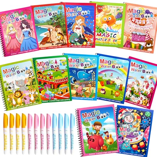 Dduolammng 12-Pack Reusable Water Painting Books - Educational Doodle Sets for Kids