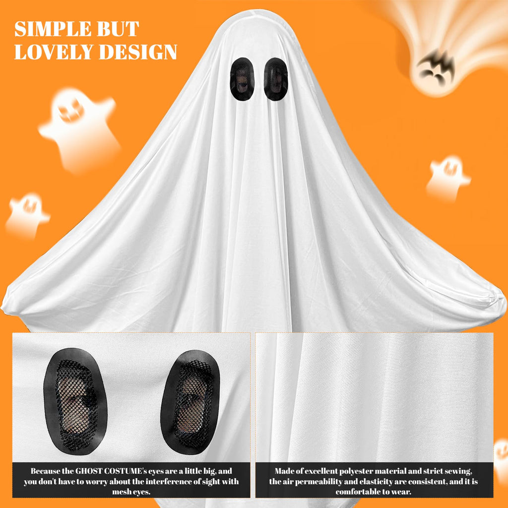 DECEED Unisex Child Ghost Costume – White Ghost Cloak for Halloween, Ages 3+