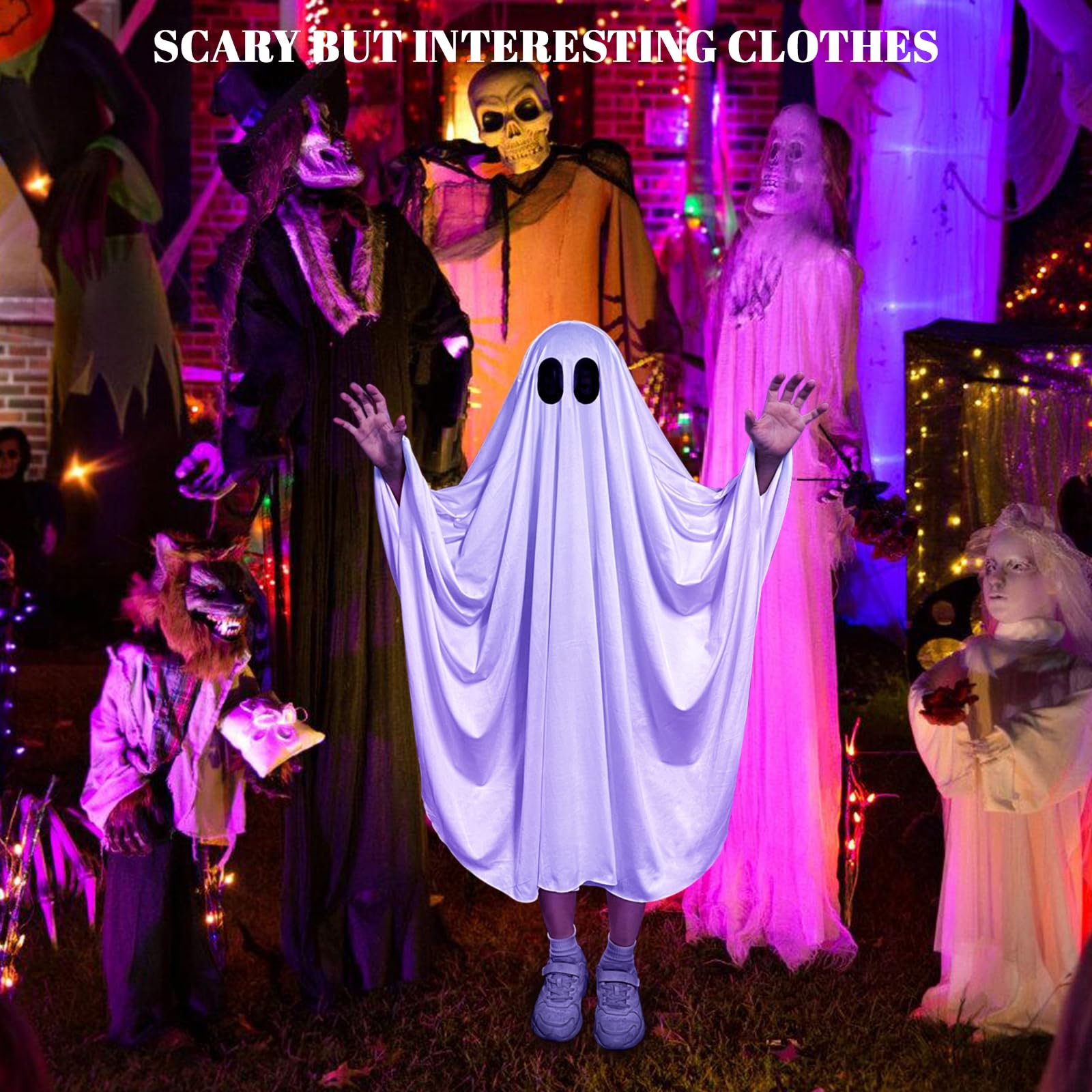 DECEED Unisex Child Ghost Costume – White Ghost Cloak for Halloween, Ages 3+