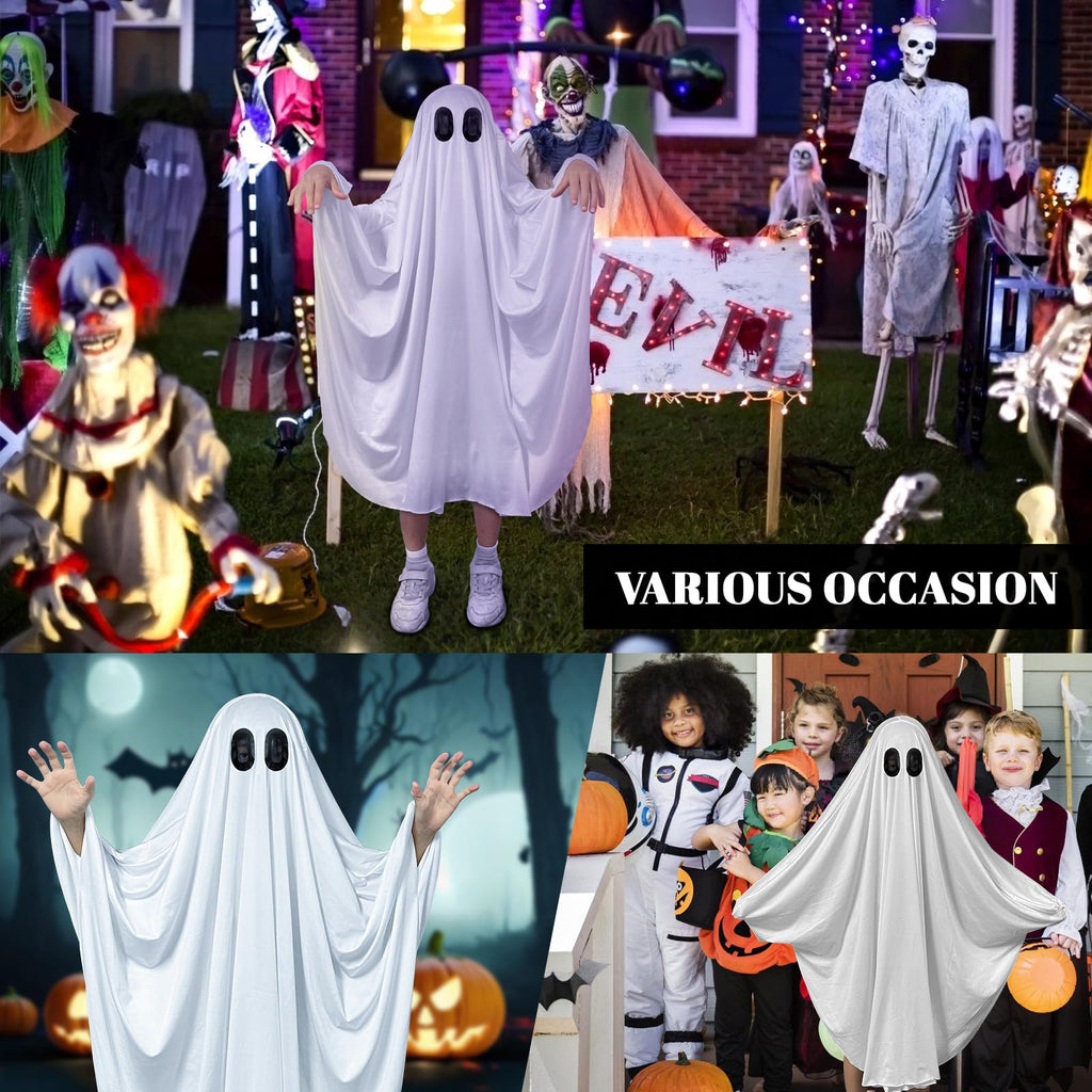 DECEED Unisex Child Ghost Costume – White Ghost Cloak for Halloween, Ages 3+
