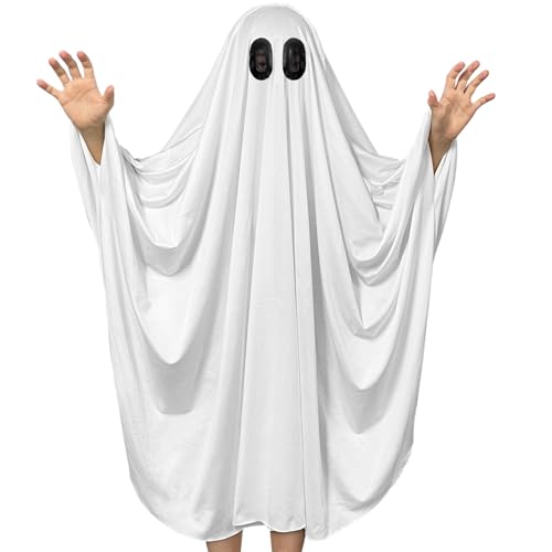 DECEED Unisex Child Ghost Costume – White Ghost Cloak for Halloween, Ages 3+