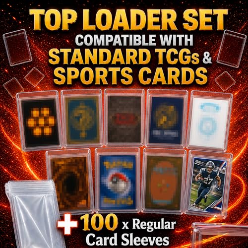 DeckWächter 100 Top Loaders + 100 Penny Sleeves – 35PT Clear Hard Plastic Protectors for Standard Trading Cards (3x4 inches)