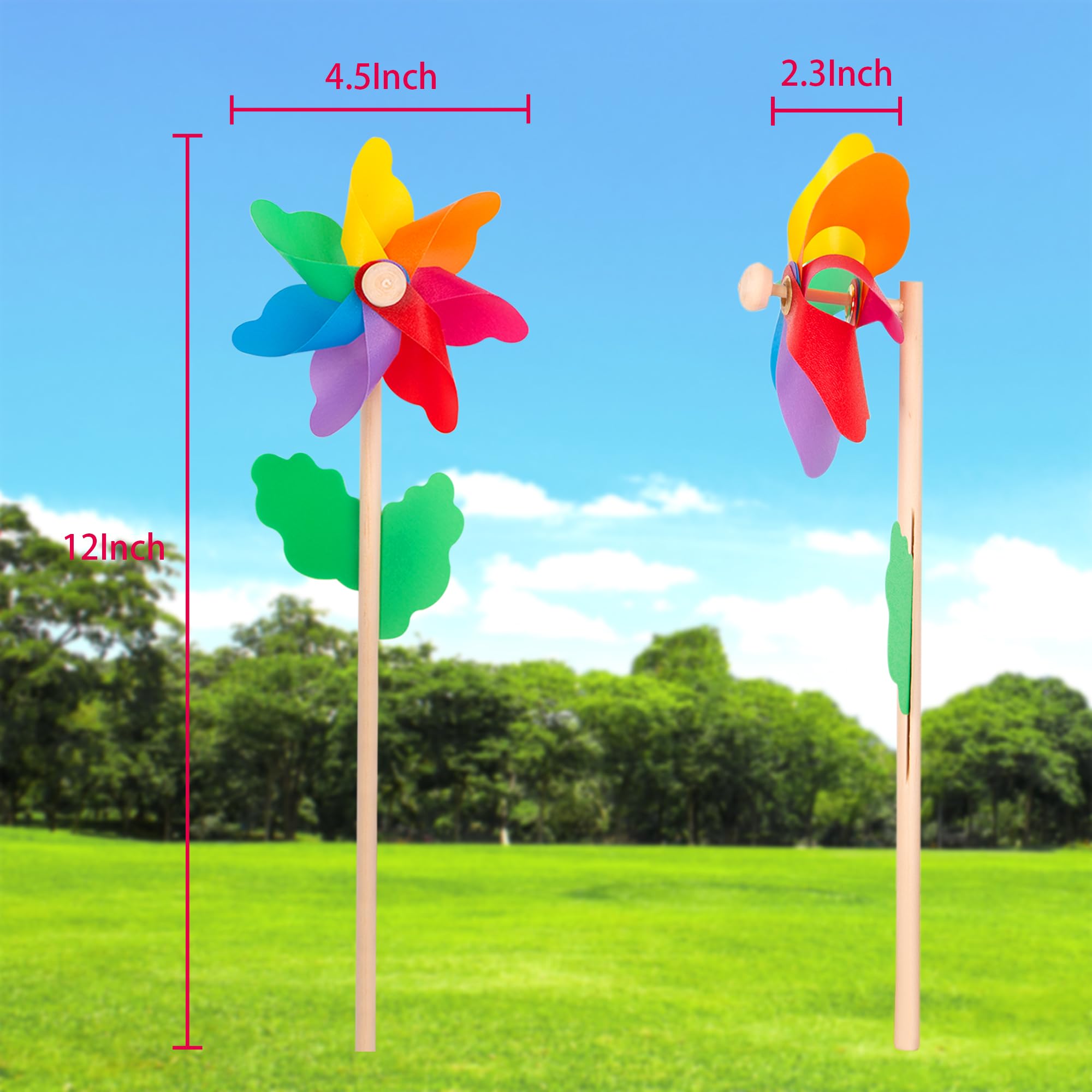 Deco&Dot 5-Piece Colorful Wind Spinners for Outdoor Garden Decor – Plastic Pinwheels for Parties & Yard