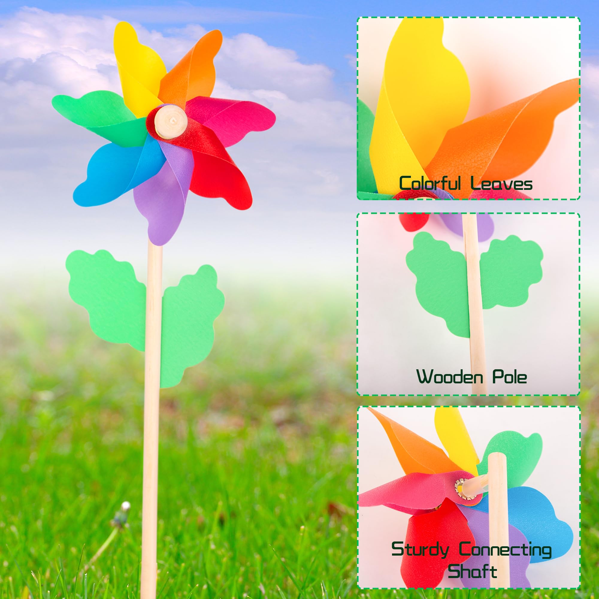 Deco&Dot 5-Piece Colorful Wind Spinners for Outdoor Garden Decor – Plastic Pinwheels for Parties & Yard