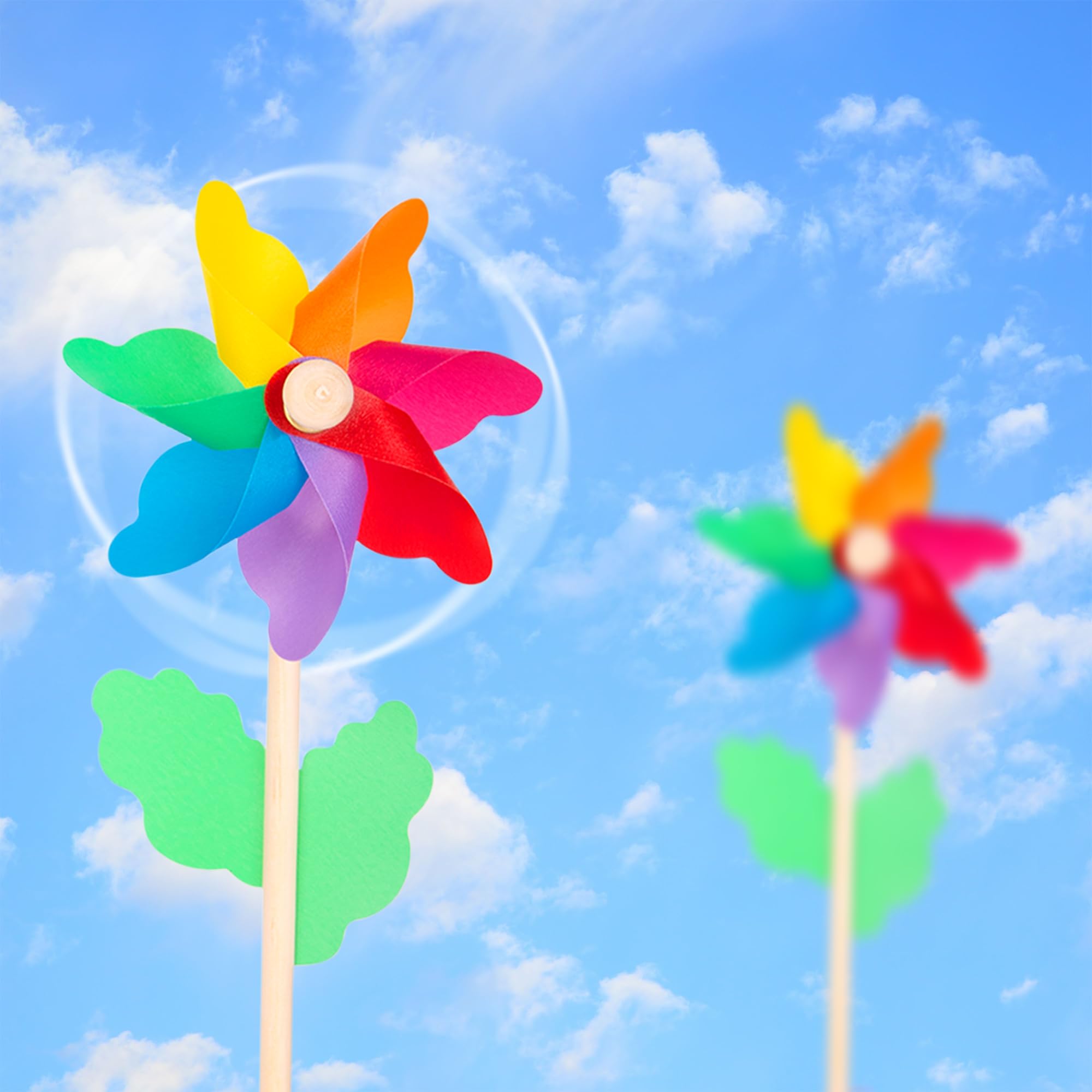 Deco&Dot 5-Piece Colorful Wind Spinners for Outdoor Garden Decor – Plastic Pinwheels for Parties & Yard