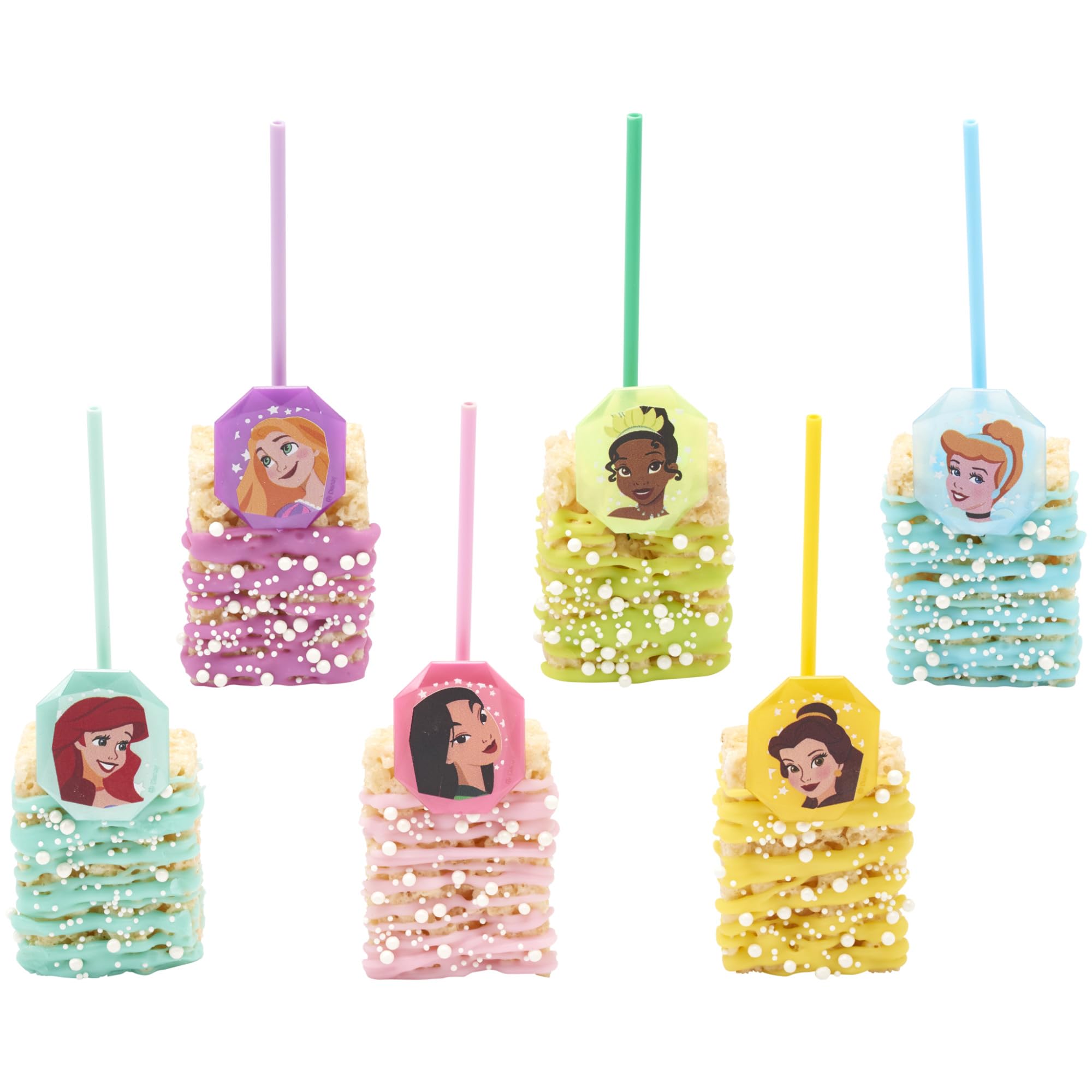 DecoPac Disney Princess Gemstone Rings - 24 Pack Cupcake Toppers with Mulan, Cinderella, Tiana, Belle, Rapunzel, Ariel