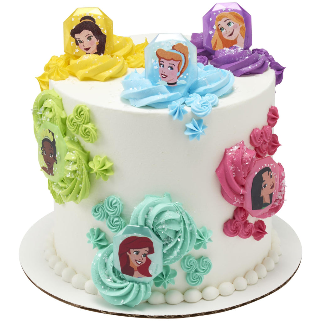 DecoPac Disney Princess Gemstone Rings - 24 Pack Cupcake Toppers with Mulan, Cinderella, Tiana, Belle, Rapunzel, Ariel