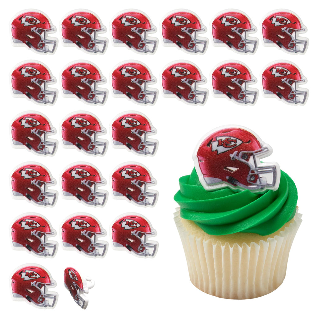 DecoPac Kansas City Chiefs Helmet Cupcake Rings - 24 Pack Officially Licensed NFL Toppers