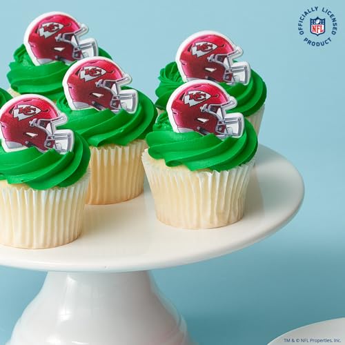 DecoPac Kansas City Chiefs Helmet Cupcake Rings - 24 Pack Officially Licensed NFL Toppers