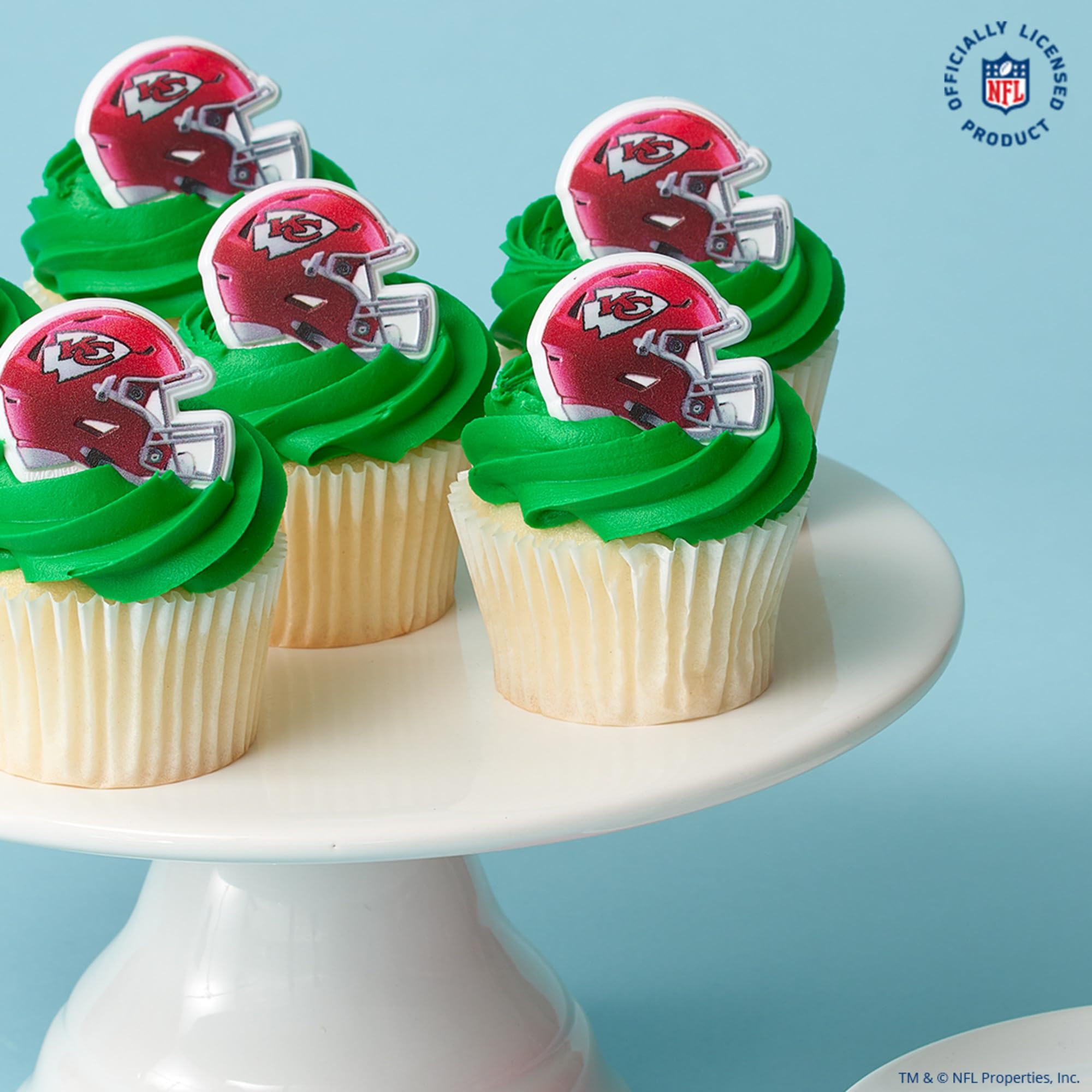 DecoPac Kansas City Chiefs Helmet Cupcake Rings - 24 Pack Officially Licensed NFL Toppers