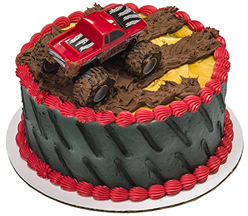 DecoPac Monster Truck Cake Topper DecoSet – 4-Inch Rolling Toy and Decoration