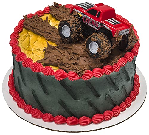 DecoPac Monster Truck Cake Topper DecoSet – 4-Inch Rolling Toy and Decoration